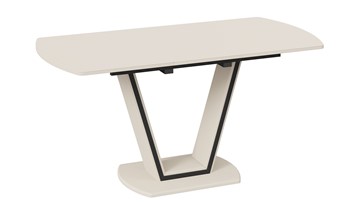 Кухонный раздвижной стол Дели Тип 2 (Бежевый софт, Стекло матовое бежевое) в Перми - предосмотр 1