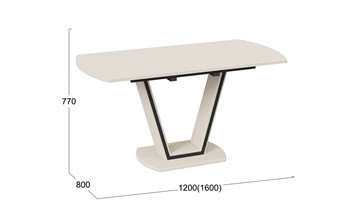 Кухонный раздвижной стол Дели Тип 2 (Бежевый софт, Стекло матовое бежевое) в Перми - предосмотр 2