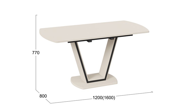 Кухонный раздвижной стол Дели Тип 2 (Бежевый софт, Стекло матовое бежевое) в Перми - изображение 2