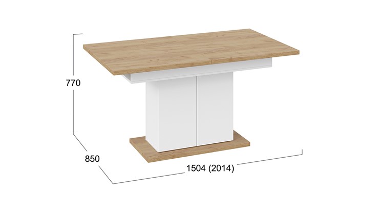 Обеденный раздвижной стол Детройт тип 1 (Белый/Дуб Крафт золотой) в Перми - изображение 7
