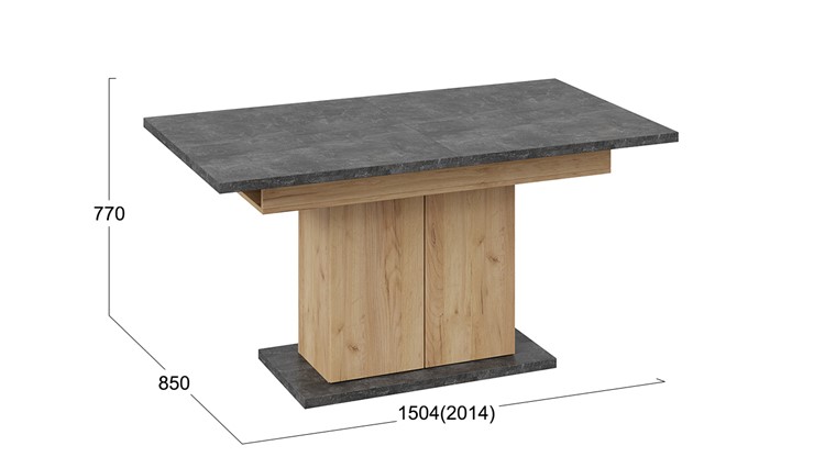 Кухонный стол раскладной Детройт тип 1 (Дуб Крафт золотой/Ателье) в Березниках - изображение 4