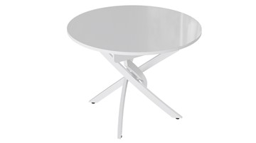 Обеденный круглый стол Diamond тип 3 (Белый муар/Белый глянец) в Чайковском