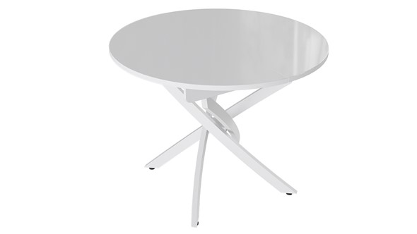 Кухонный стол раздвижной Diamond тип 3 (Белый муар/Белый глянец) в Чайковском - изображение