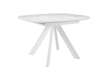 Кухонный раскладной стол DikLine BK100 Керамика Белый мрамор/подстолье белое/опоры белые в Кунгуре
