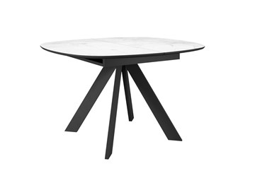 Обеденный овальный стол DikLine BK100 Керамика Белый мрамор/подстолье черное/опоры черные в Соликамске