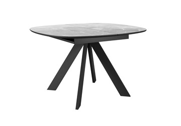 Кухонный раздвижной стол DikLine BK100 Керамика Серый мрамор/подстолье черное/опоры черные в Перми - предосмотр