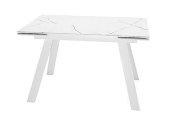 Кухонный раскладной стол DikLine DKL140 Керамика Белый мрамор/опоры белые (2 уп.) в Чайковском