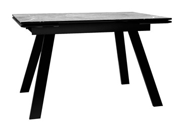 Керамический обеденный стол DikLine DKL140 Керамика Серый мрамор/опоры черные (2 уп.) в Чайковском