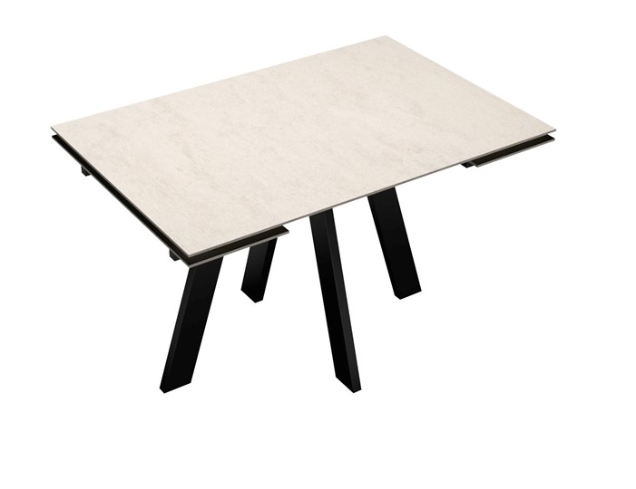 Обеденный раздвижной стол DikLine DM120 Хромикс белый / опоры черные в Перми - изображение 3