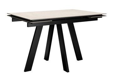 Обеденный раздвижной стол DikLine DM120 Хромикс белый / опоры черные в Перми