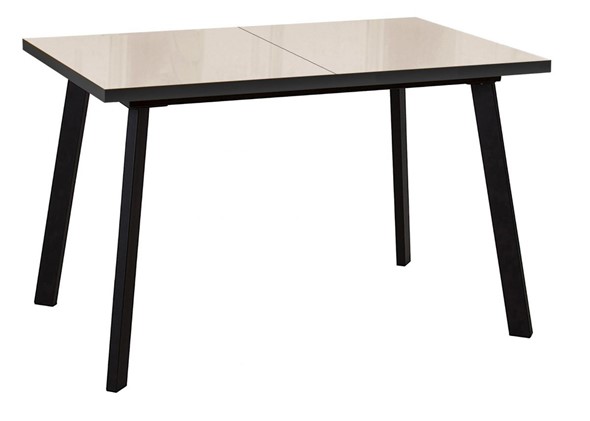 Кухонный стол раскладной Dikline HBS120 Стекло крем/ножки черные в Соликамске - изображение