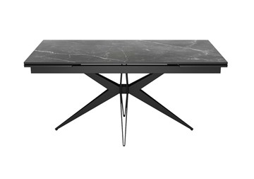Кухонный стол раскладной DikLine KW160 мрамор С45 (керамика черная)/опоры черные в Перми - предосмотр