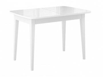 Кухонный стол раскладной Dikline M110 Белый/стекло белое глянец/ножки MM белые в Березниках - предосмотр