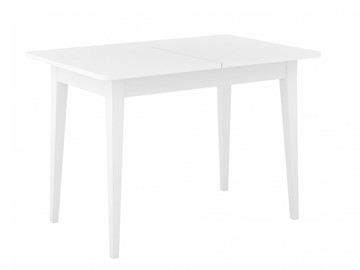 Обеденный раздвижной стол Dikline M110 Белый/стекло белое сатин/ножки MM белые в Перми