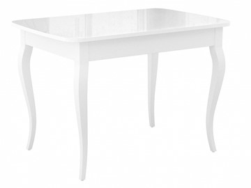 Обеденный раздвижной стол Dikline M120 Белый/стекло белое глянец/ножки MC белые в Березниках