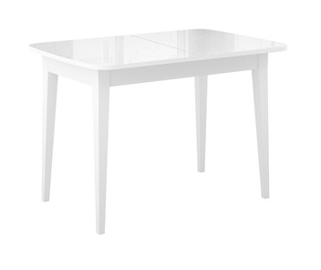 Кухонный стол раздвижной Dikline M120 Белый/стекло белое глянец/ножки MM белые в Перми