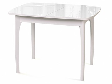 Кухонный раздвижной стол Dikline M15 Белый/стекло белое в Перми - предосмотр