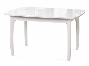 Кухонный стол раскладной Dikline M20 стекло белое/ножки белые в Перми