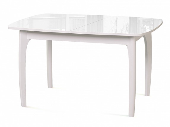 Кухонный стол раскладной Dikline M20 стекло белое/ножки белые в Чайковском - изображение