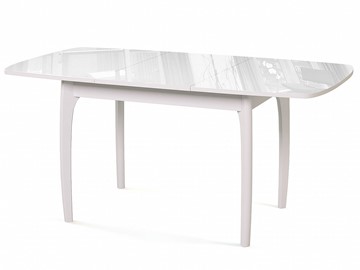 Кухонный стол раскладной Dikline M20 стекло белое/ножки белые в Перми - предосмотр 1