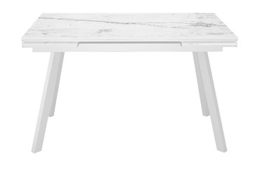 Кухонный стол раздвижной DikLine SKA125 Керамика Белый мрамор/подстолье белое/опоры белые (2 уп.) в Перми - предосмотр