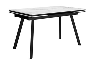 Кухонный стол раздвижной DikLine SKA125 Керамика Белый мрамор/подстолье черное/опоры черные (2 уп.) в Перми