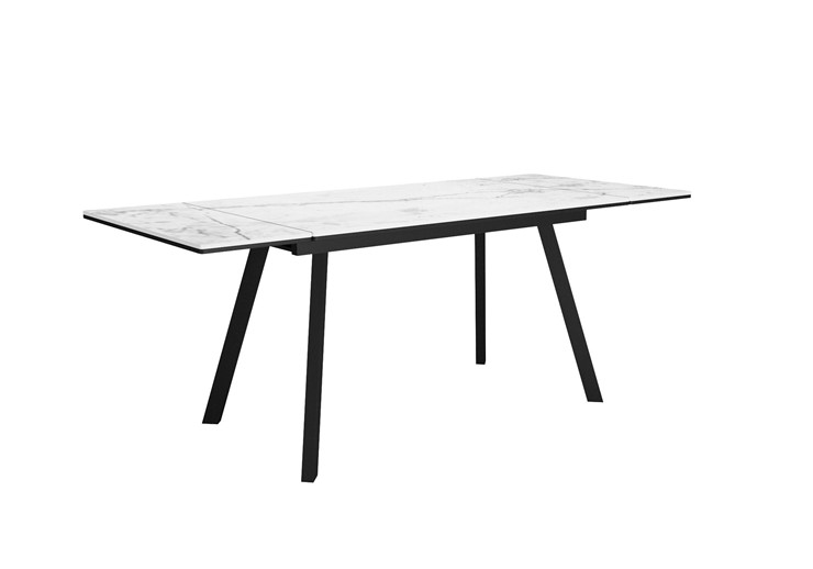 Кухонный стол раздвижной DikLine SKA125 Керамика Белый мрамор/подстолье черное/опоры черные (2 уп.) в Перми - изображение 5
