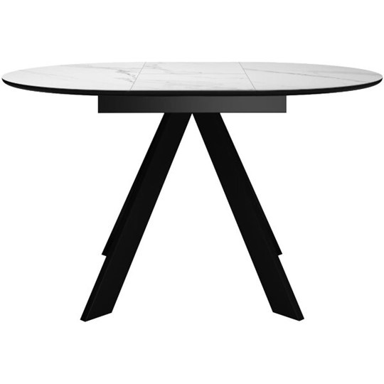Кухонный раскладной стол DikLine SKC100 D1000 Керамика Белый мрамор / опоры черные в Перми - изображение 1