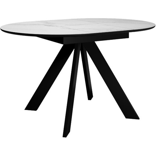 Кухонный раскладной стол DikLine SKC100 D1000 Керамика Белый мрамор / опоры черные в Перми - изображение 2