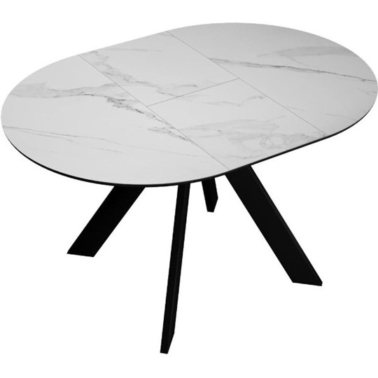 Кухонный раскладной стол DikLine SKC100 D1000 Керамика Белый мрамор / опоры черные в Перми - изображение 3
