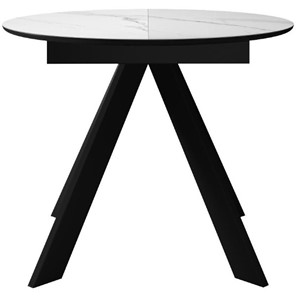 Кухонный раскладной стол DikLine SKC100 D1000 Керамика Белый мрамор / опоры черные в Березниках