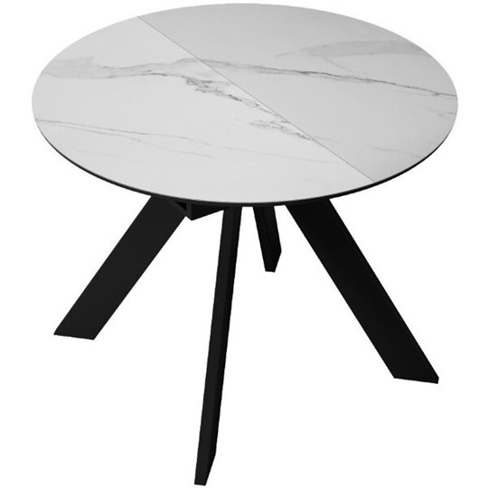 Кухонный раскладной стол DikLine SKC100 D1000 Керамика Белый мрамор / опоры черные в Перми - изображение 4