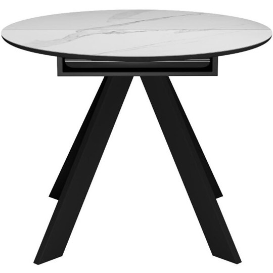 Кухонный раскладной стол DikLine SKC100 D1000 Керамика Белый мрамор / опоры черные в Перми - изображение 6