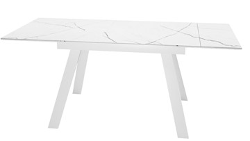 Раздвижной стол DikLine SKM140 Керамика Белый мрамор/подстолье белое/опоры белые (2 уп.) в Чайковском - предосмотр 1