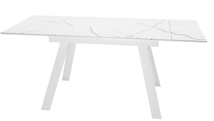 Раздвижной стол DikLine SKM140 Керамика Белый мрамор/подстолье белое/опоры белые (2 уп.) в Чайковском - изображение 1