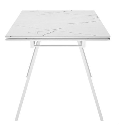 Раздвижной стол DikLine SKM140 Керамика Белый мрамор/подстолье белое/опоры белые (2 уп.) в Перми - изображение 3