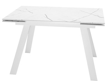 Раздвижной стол DikLine SKM140 Керамика Белый мрамор/подстолье белое/опоры белые (2 уп.) в Перми - предосмотр