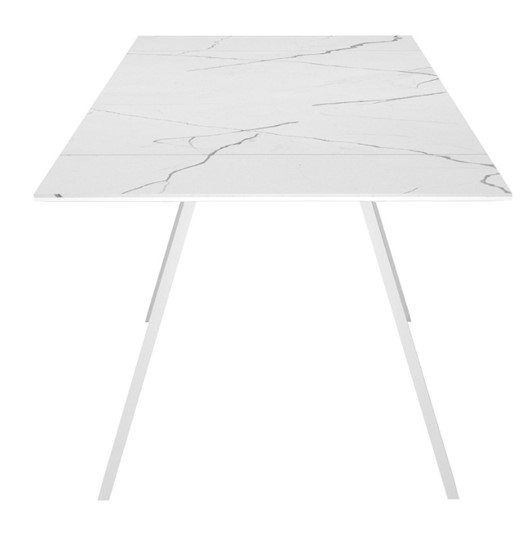 Раздвижной стол DikLine SKM140 Керамика Белый мрамор/подстолье белое/опоры белые (2 уп.) в Чайковском - изображение 4
