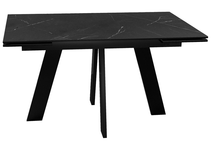 Кухонный раздвижной стол DikLine SKM140 Керамика Черный мрамор/подстолье черное/опоры черные (2 уп.) в Чайковском - изображение 2