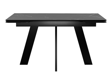 Кухонный раздвижной стол DikLine SKM140 Керамика Черный мрамор/подстолье черное/опоры черные (2 уп.) в Перми