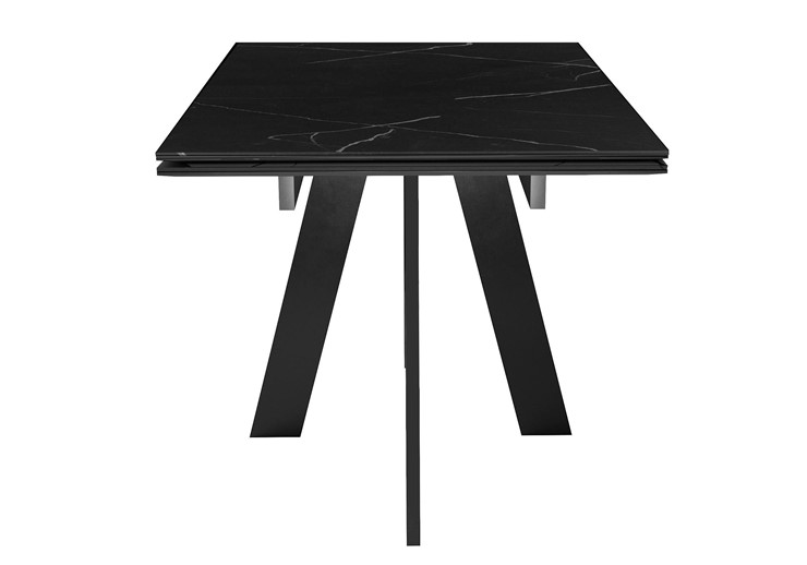 Кухонный раздвижной стол DikLine SKM140 Керамика Черный мрамор/подстолье черное/опоры черные (2 уп.) в Перми - изображение 1