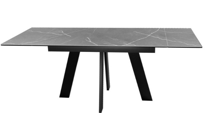 Кухонный стол раздвижной DikLine SKM140 Керамика серый мрамор/подстолье черное/опоры черные (2 уп.) в Перми - изображение 2