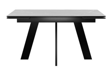 Кухонный стол раздвижной DikLine SKM140 Керамика серый мрамор/подстолье черное/опоры черные (2 уп.) в Перми - предосмотр 3