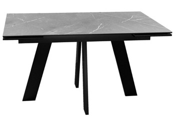 Кухонный стол раздвижной DikLine SKM140 Керамика серый мрамор/подстолье черное/опоры черные (2 уп.) в Перми