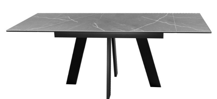 Кухонный стол раздвижной DikLine SKM140 Керамика серый мрамор/подстолье черное/опоры черные (2 уп.) в Перми - изображение 4