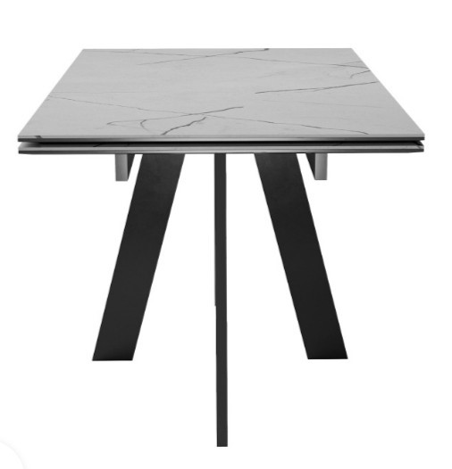 Кухонный стол раздвижной DikLine SKM140 Керамика серый мрамор/подстолье черное/опоры черные (2 уп.) в Чайковском - изображение 5