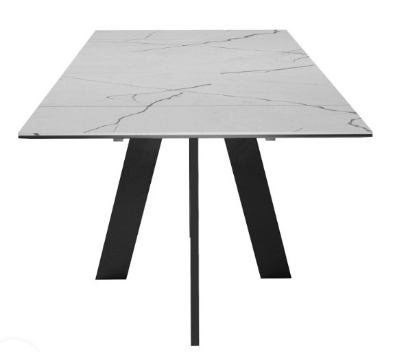 Кухонный стол раздвижной DikLine SKM140 Керамика серый мрамор/подстолье черное/опоры черные (2 уп.) в Перми - изображение 6