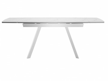 Кухонный раскладной стол Dikline US120 Стекло мрамор белый сатин/ножки белые в Перми - предосмотр 3