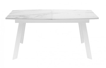 Обеденный раздвижной стол Dikline XLS160 мрамор белый глянец/ножки белые в Березниках - предосмотр 1