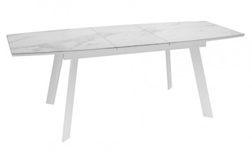 Обеденный раздвижной стол Dikline XLS160 мрамор белый глянец/ножки белые в Березниках - предосмотр 2